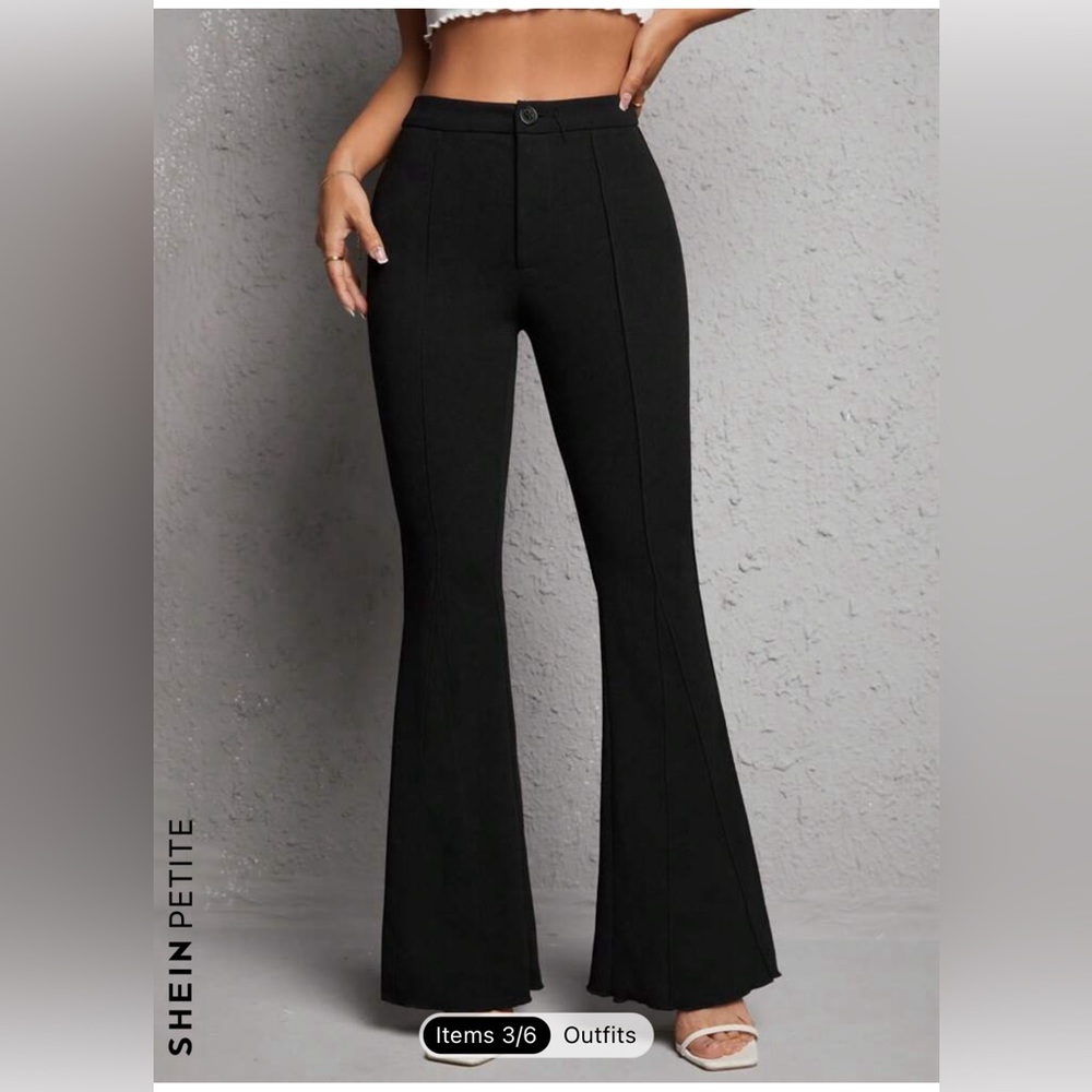 SHEIN Petite High Waist Flair Leg Pants